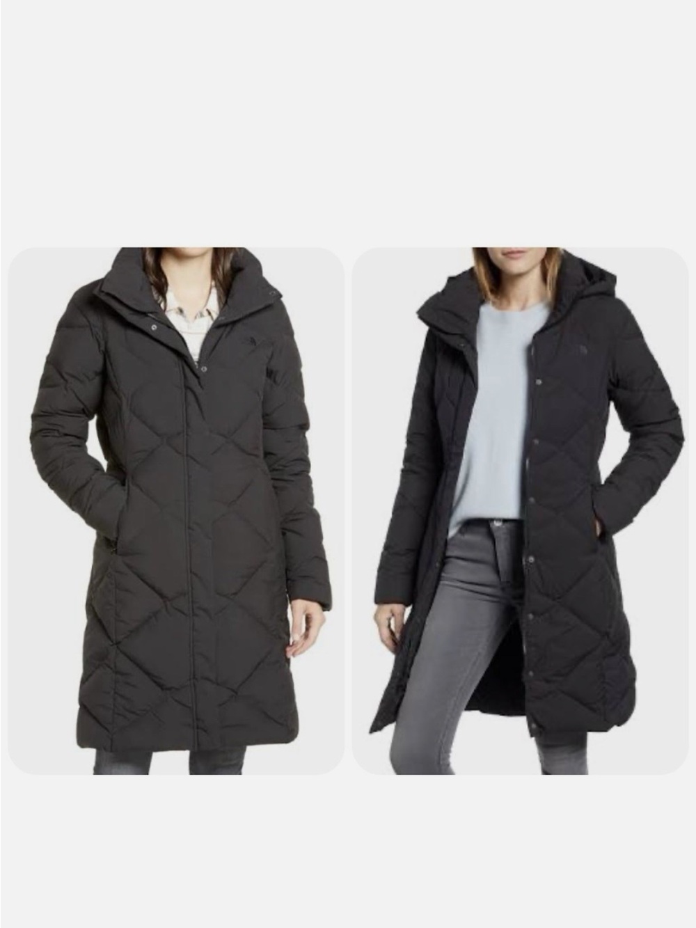 THE NORTH FACE 550 GOOSE DOWN QUILTED PUFFER ZIP LONG KNEE BLACK COAT